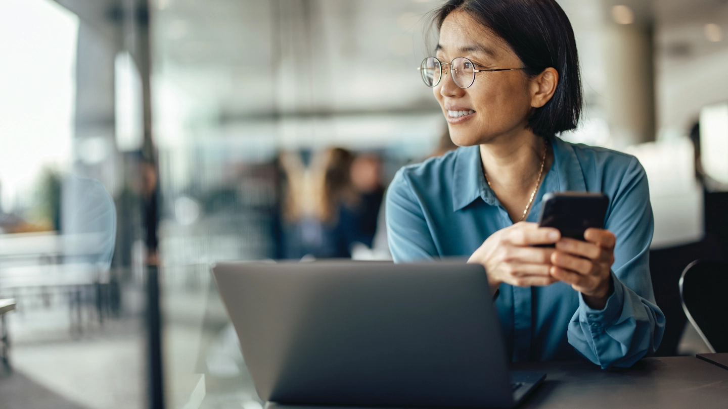 Woman using phone image